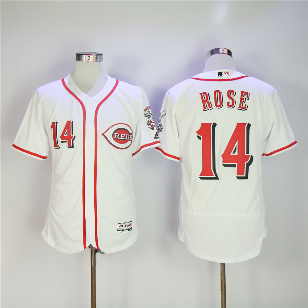 Men MLB Cincinnati Reds 14 Rose white Flexbase. jerseys